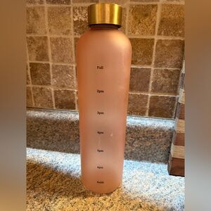 Frosted Pink Water Bottle with Gold Cap
